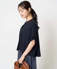 F1BHA62120 MK MICHEL KLEIN(小さいサイズ)(メゾン ドゥ サンク) 【小さいサイズ】スキッパーデザインブラウス/UVカット/接触冷感/洗える/セットアップ対応 ベージュ