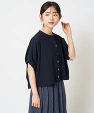 F1BHA62120 MK MICHEL KLEIN(小さいサイズ)(メゾン ドゥ サンク) 【小さいサイズ】スキッパーデザインブラウス/UVカット/接触冷感/洗える/セットアップ対応 ベージュ