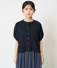 F1BHA62120 MK MICHEL KLEIN(小さいサイズ)(メゾン ドゥ サンク) 【小さいサイズ】スキッパーデザインブラウス/UVカット/接触冷感/洗える/セットアップ対応 ベージュ