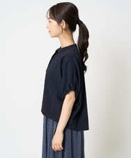 F1BHA62120 MK MICHEL KLEIN(小さいサイズ)(メゾン ドゥ サンク) 【小さいサイズ】スキッパーデザインブラウス/UVカット/接触冷感/洗える/セットアップ対応 ベージュ