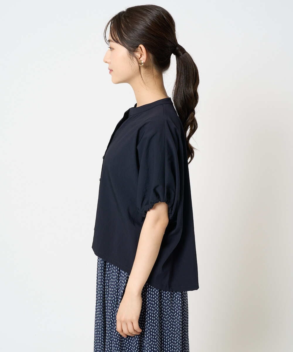 F1BHA62120 MK MICHEL KLEIN(小さいサイズ)(メゾン ドゥ サンク) 【小さいサイズ】スキッパーデザインブラウス/UVカット/接触冷感/洗える/セットアップ対応 ベージュ