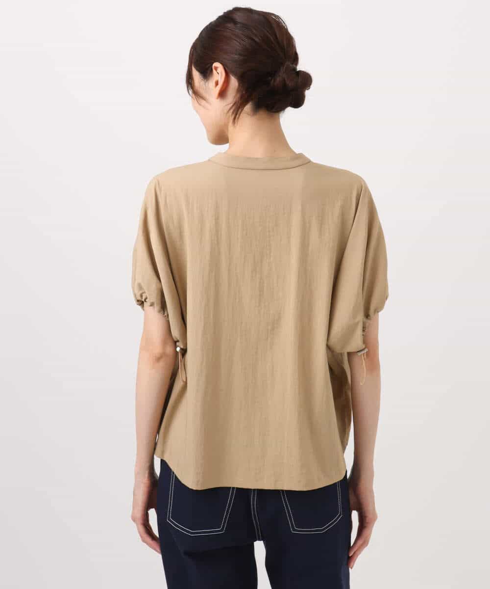 F1BHA62120 MK MICHEL KLEIN(小さいサイズ)(メゾン ドゥ サンク) 【小さいサイズ】スキッパーデザインブラウス/UVカット/接触冷感/洗える/セットアップ対応 ベージュ
