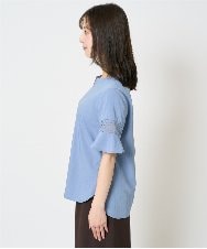 F1BHA63140 MK MICHEL KLEIN(小さいサイズ)(メゾン ドゥ サンク) 【小さいサイズ】フレアースリーブブラウス/UVカット/接触冷感/洗える/セットアップ対応 ベージュ