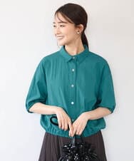 F1BHD60140 MK MICHEL KLEIN(小さいサイズ)(メゾン ドゥ サンク) 【小さいサイズ】[接触冷感/洗える]クロップド丈シャツ グリーン