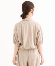 F1BHD60140 MK MICHEL KLEIN(小さいサイズ)(メゾン ドゥ サンク) 【小さいサイズ】[接触冷感/洗える]クロップド丈シャツ ベージュ