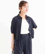 F1BHD60140 MK MICHEL KLEIN(小さいサイズ)(メゾン ドゥ サンク) 【小さいサイズ】[接触冷感/洗える]クロップド丈シャツ ベージュ