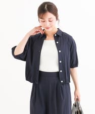 F1BHD60140 MK MICHEL KLEIN(小さいサイズ)(メゾン ドゥ サンク) 【小さいサイズ】[接触冷感/洗える]クロップド丈シャツ ベージュ