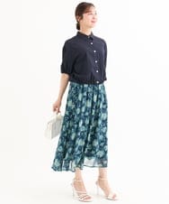 F1BHD60140 MK MICHEL KLEIN(小さいサイズ)(メゾン ドゥ サンク) 【小さいサイズ】[接触冷感/洗える]クロップド丈シャツ ベージュ