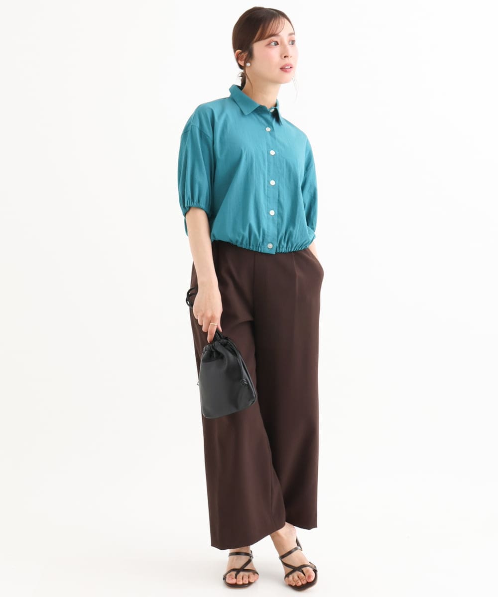F1BHD60140 MK MICHEL KLEIN(小さいサイズ)(メゾン ドゥ サンク) 【小さいサイズ】[接触冷感/洗える]クロップド丈シャツ ベージュ