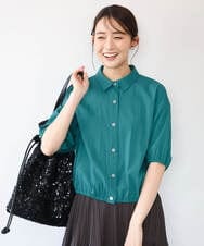 F1BHD60140 MK MICHEL KLEIN(小さいサイズ)(メゾン ドゥ サンク) 【小さいサイズ】[接触冷感/洗える]クロップド丈シャツ ベージュ