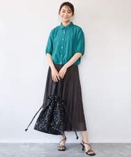 F1BHD60140 MK MICHEL KLEIN(小さいサイズ)(メゾン ドゥ サンク) 【小さいサイズ】[接触冷感/洗える]クロップド丈シャツ ベージュ
