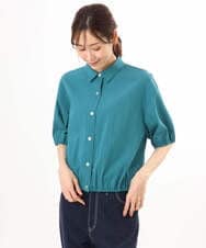 F1BHD60140 MK MICHEL KLEIN(小さいサイズ)(メゾン ドゥ サンク) 【小さいサイズ】[接触冷感/洗える]クロップド丈シャツ ベージュ