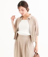 F1BHD60140 MK MICHEL KLEIN(小さいサイズ)(メゾン ドゥ サンク) 【小さいサイズ】[接触冷感/洗える]クロップド丈シャツ ベージュ