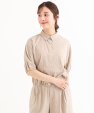 F1BHD60140 MK MICHEL KLEIN(小さいサイズ)(メゾン ドゥ サンク) 【小さいサイズ】[接触冷感/洗える]クロップド丈シャツ ベージュ