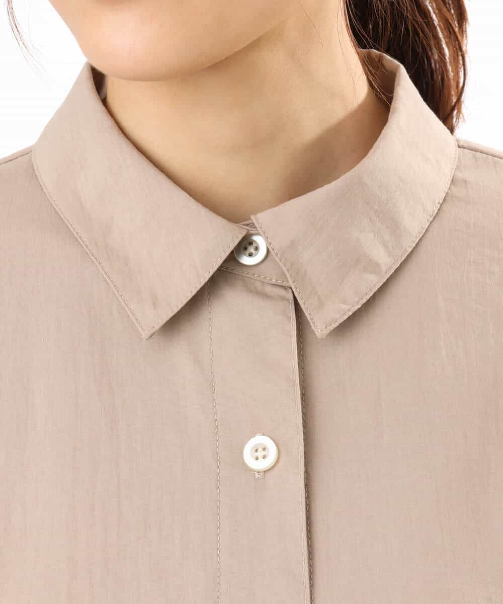 F1BHD60140 MK MICHEL KLEIN(小さいサイズ)(メゾン ドゥ サンク) 【小さいサイズ】[接触冷感/洗える]クロップド丈シャツ ベージュ