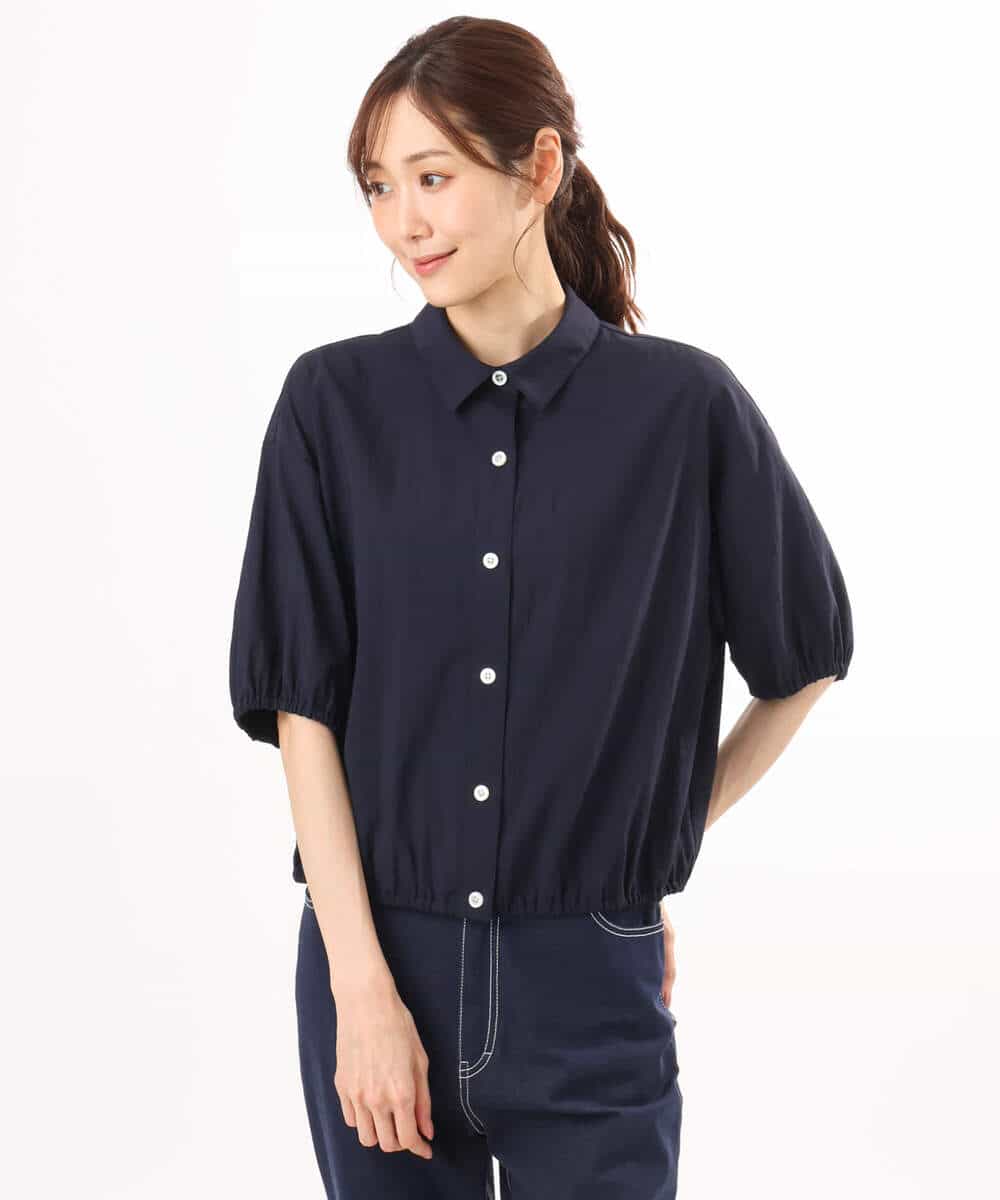F1BHD60140 MK MICHEL KLEIN(小さいサイズ)(メゾン ドゥ サンク) 【小さいサイズ】[接触冷感/洗える]クロップド丈シャツ ベージュ