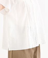 F1BHD61160 MK MICHEL KLEIN(小さいサイズ)(メゾン ドゥ サンク) 【小さいサイズ】[洗える]オーガニックコットン デザインブラウス ホワイト
