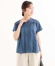 F1BHD61160 MK MICHEL KLEIN(小さいサイズ)(メゾン ドゥ サンク) 【小さいサイズ】[洗える]オーガニックコットン デザインブラウス ホワイト