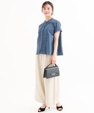 F1BHD61160 MK MICHEL KLEIN(小さいサイズ)(メゾン ドゥ サンク) 【小さいサイズ】[洗える]オーガニックコットン デザインブラウス ホワイト