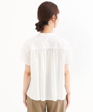 F1BHD61160 MK MICHEL KLEIN(小さいサイズ)(メゾン ドゥ サンク) 【小さいサイズ】[洗える]オーガニックコットン デザインブラウス ホワイト