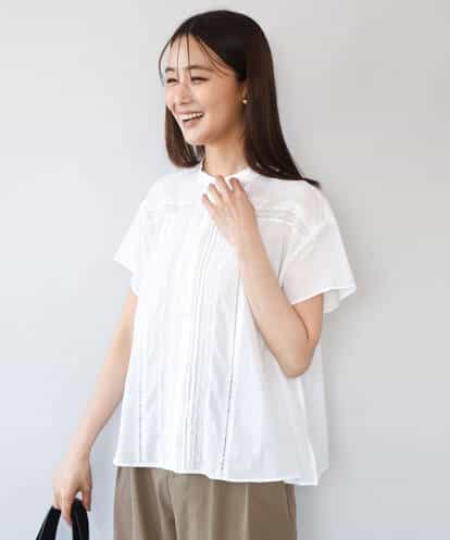 F1BHD61160 MK MICHEL KLEIN(小さいサイズ) 【小さいサイズ】[洗える]オーガニックコットン デザインブラウス