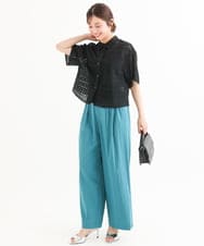 F1BHD62160 MK MICHEL KLEIN(小さいサイズ)(メゾン ドゥ サンク) 【小さいサイズ】[洗える]幾何レース五分袖シャツブラウス ホワイト