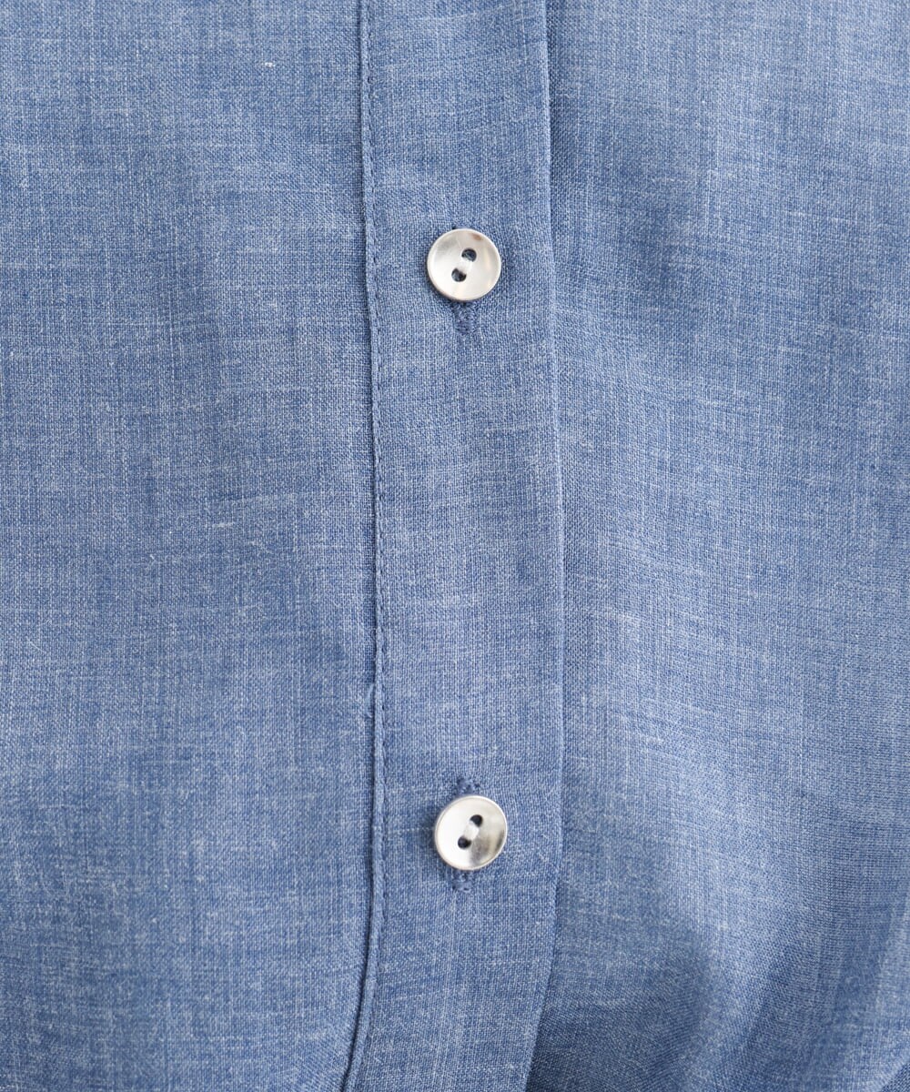 F1BHD65160 MK MICHEL KLEIN(小さいサイズ)(メゾン ドゥ サンク) 【小さいサイズ】[接触冷感/通気性/洗える]ラミーリネン混シャツブラウス ラベンダー