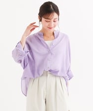 F1BHD65160 MK MICHEL KLEIN(小さいサイズ)(メゾン ドゥ サンク) 【小さいサイズ】[接触冷感/通気性/洗える]ラミーリネン混シャツブラウス ラベンダー