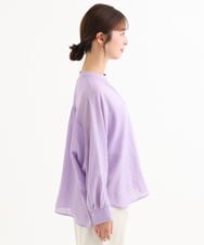 F1BHD65160 MK MICHEL KLEIN(小さいサイズ)(メゾン ドゥ サンク) 【小さいサイズ】[接触冷感/通気性/洗える]ラミーリネン混シャツブラウス ラベンダー