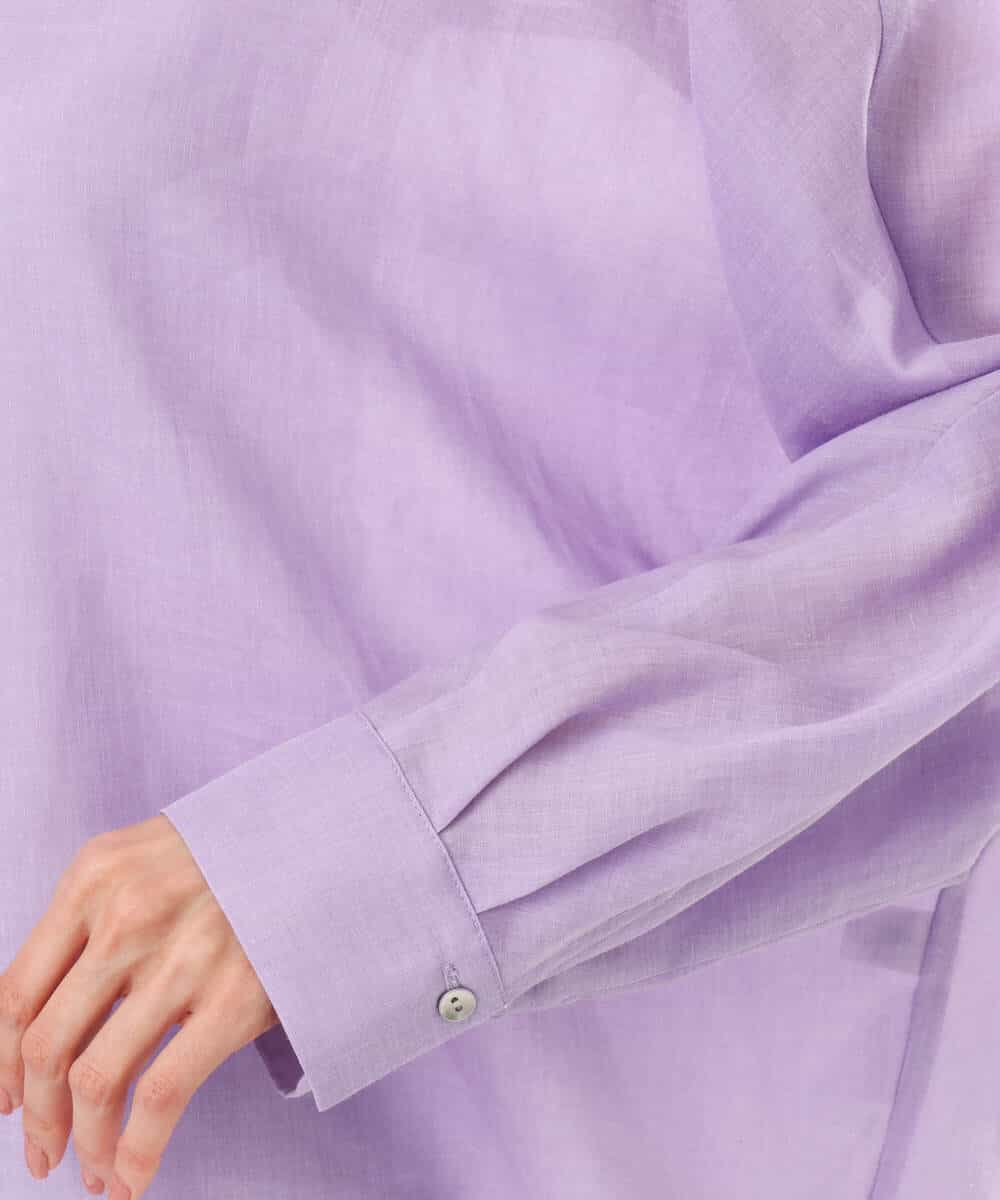 F1BHD65160 MK MICHEL KLEIN(小さいサイズ)(メゾン ドゥ サンク) 【小さいサイズ】[接触冷感/通気性/洗える]ラミーリネン混シャツブラウス ラベンダー