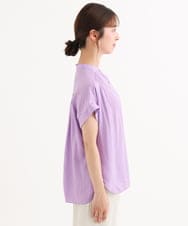 F1BHD67140 MK MICHEL KLEIN(小さいサイズ)(メゾン ドゥ サンク) 【小さいサイズ】[UVカット/接触冷感/洗える]バンドカラーサテンブラウス ラベンダー