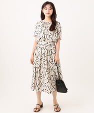 F1BHD68140 MK MICHEL KLEIN(小さいサイズ)(メゾン ドゥ サンク) 【小さいサイズ】[接触冷感/洗える]アートプリントブラウス ブラウン