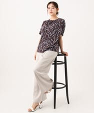 F1BHD68140 MK MICHEL KLEIN(小さいサイズ)(メゾン ドゥ サンク) 【小さいサイズ】[接触冷感/洗える]アートプリントブラウス ブラウン