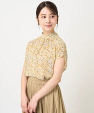 F1BHV01130 MK MICHEL KLEIN(小さいサイズ)(メゾン ドゥ サンク) 【小さいサイズ】小花柄シフォンブラウス/2way/洗える イエロー