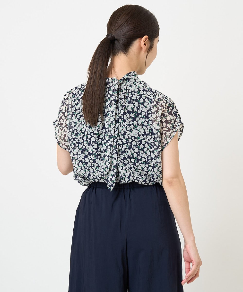 F1BHV01130 MK MICHEL KLEIN(小さいサイズ)(メゾン ドゥ サンク) 【小さいサイズ】小花柄シフォンブラウス/2way/洗える イエロー