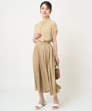 F1BHV01130 MK MICHEL KLEIN(小さいサイズ)(メゾン ドゥ サンク) 【小さいサイズ】小花柄シフォンブラウス/2way/洗える イエロー