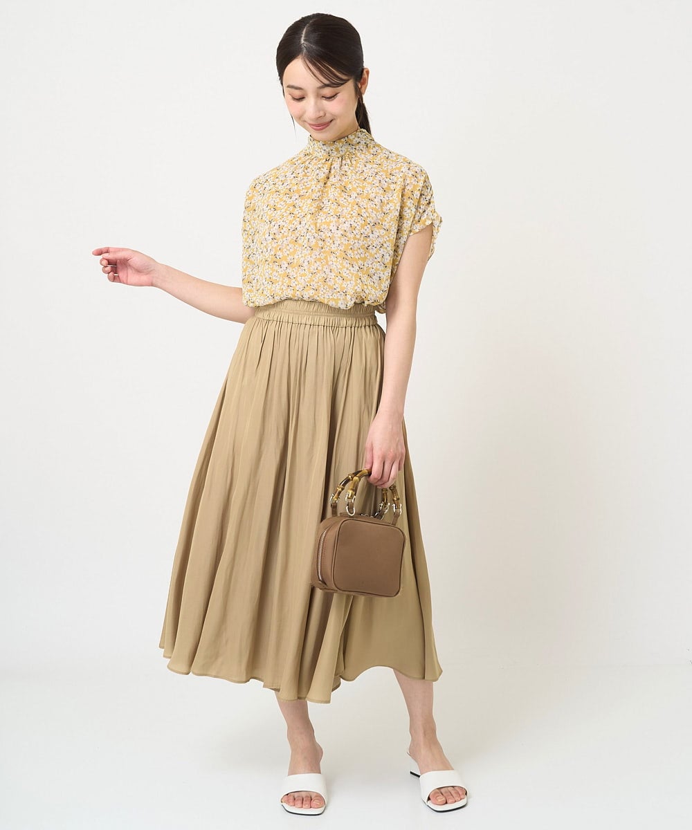 F1BHV01130 MK MICHEL KLEIN(小さいサイズ)(メゾン ドゥ サンク) 【小さいサイズ】小花柄シフォンブラウス/2way/洗える イエロー