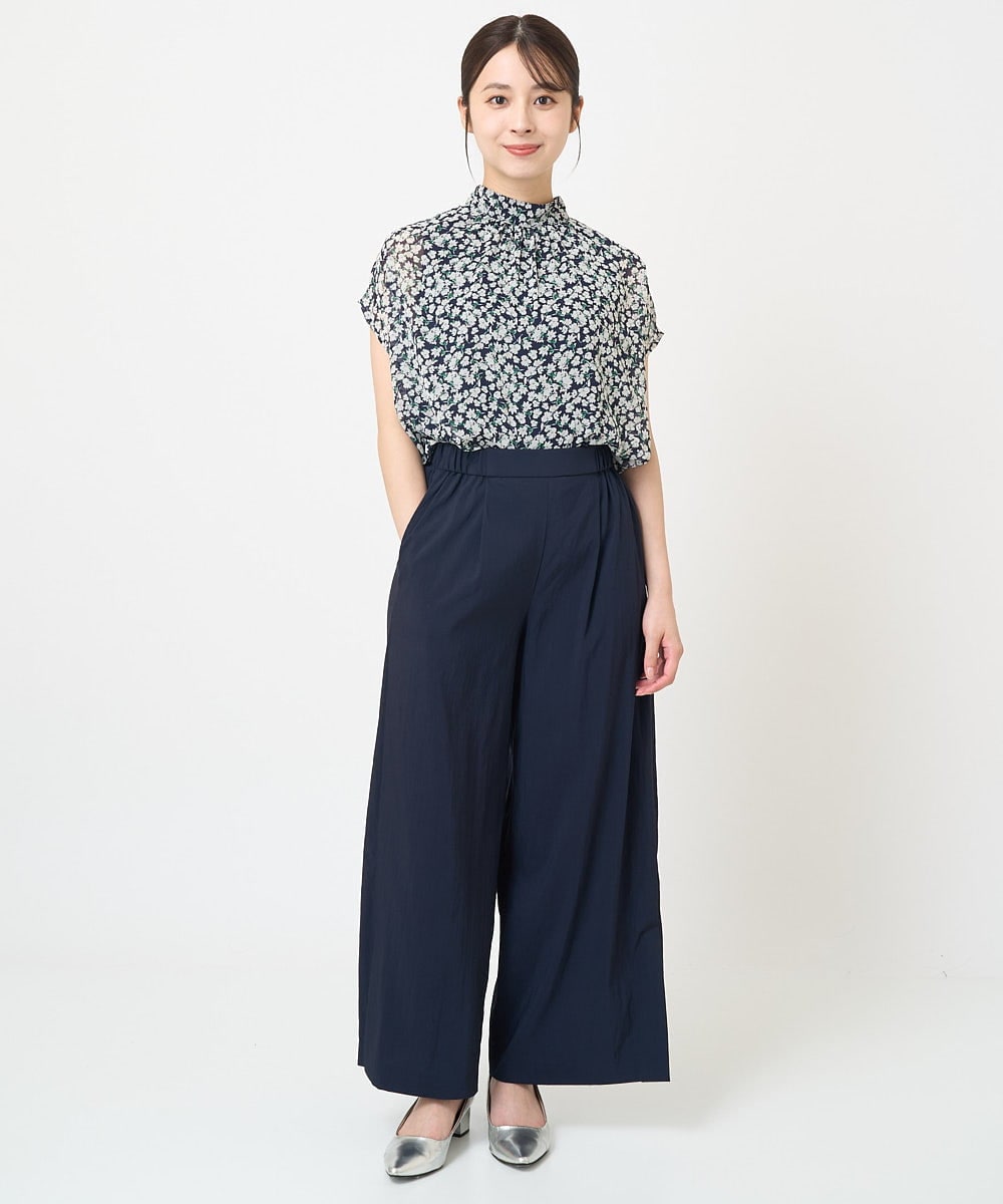 F1BHV01130 MK MICHEL KLEIN(小さいサイズ)(メゾン ドゥ サンク) 【小さいサイズ】小花柄シフォンブラウス/2way/洗える イエロー
