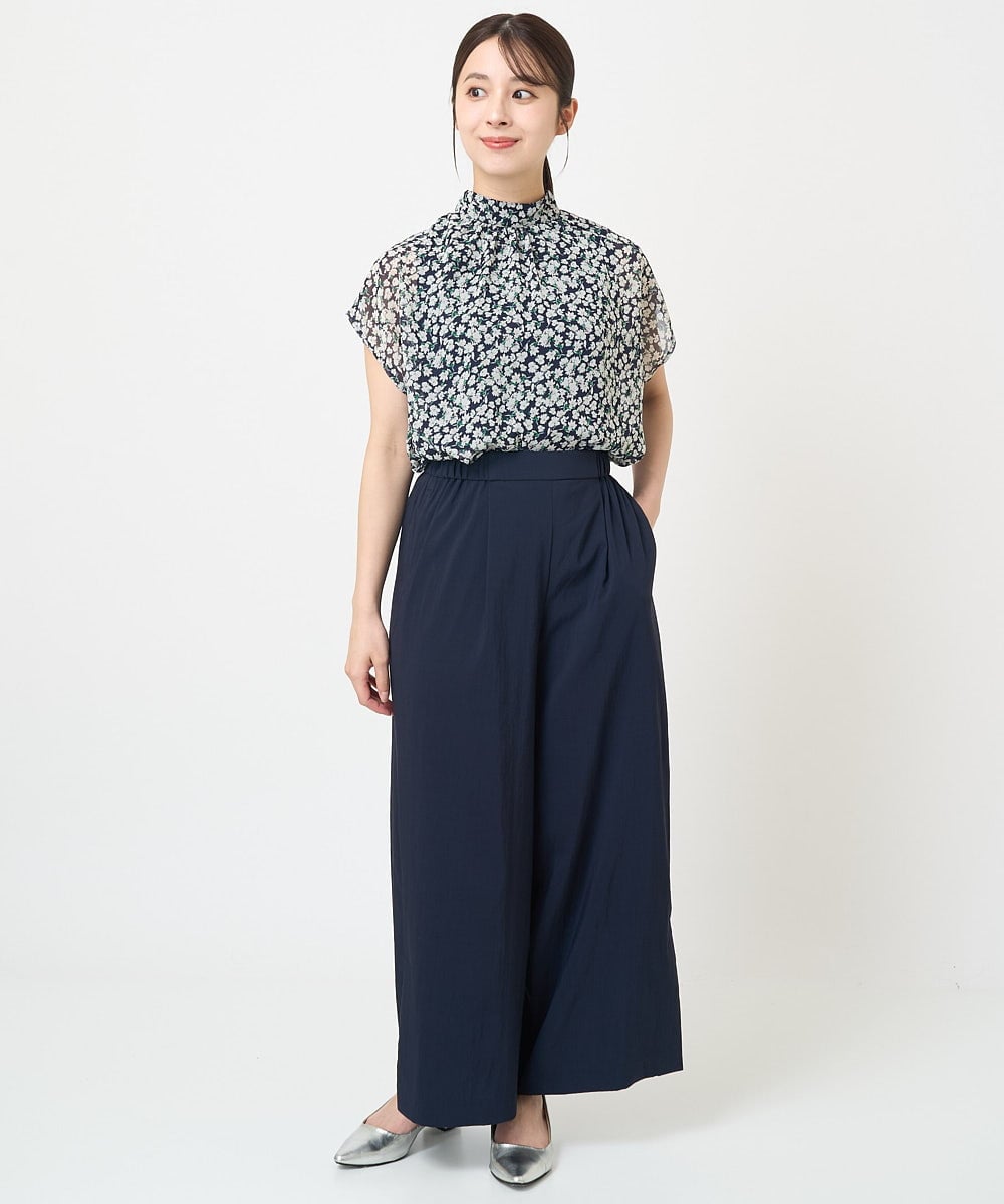 F1BHV01130 MK MICHEL KLEIN(小さいサイズ)(メゾン ドゥ サンク) 【小さいサイズ】小花柄シフォンブラウス/2way/洗える イエロー