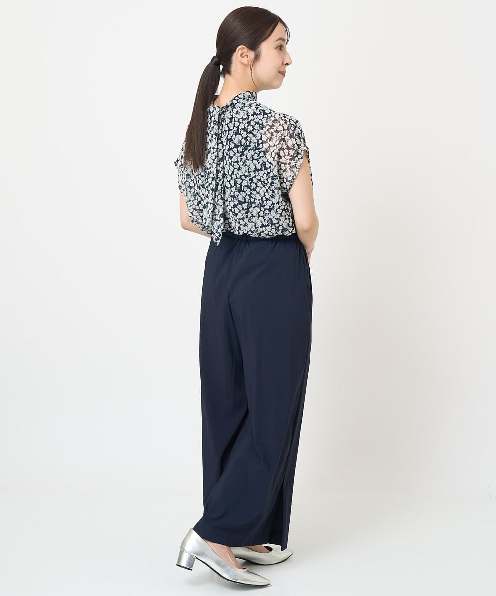 F1BHV01130 MK MICHEL KLEIN(小さいサイズ)(メゾン ドゥ サンク) 【小さいサイズ】小花柄シフォンブラウス/2way/洗える イエロー