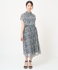 F1BHV01130 MK MICHEL KLEIN(小さいサイズ)(メゾン ドゥ サンク) 【小さいサイズ】小花柄シフォンブラウス/2way/洗える イエロー
