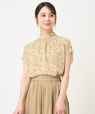 F1BHV01130 MK MICHEL KLEIN(小さいサイズ)(メゾン ドゥ サンク) 【小さいサイズ】小花柄シフォンブラウス/2way/洗える イエロー