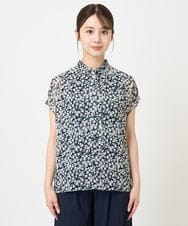 F1BHV01130 MK MICHEL KLEIN(小さいサイズ)(メゾン ドゥ サンク) 【小さいサイズ】小花柄シフォンブラウス/2way/洗える イエロー