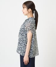 F1BHV01130 MK MICHEL KLEIN(小さいサイズ)(メゾン ドゥ サンク) 【小さいサイズ】小花柄シフォンブラウス/2way/洗える イエロー