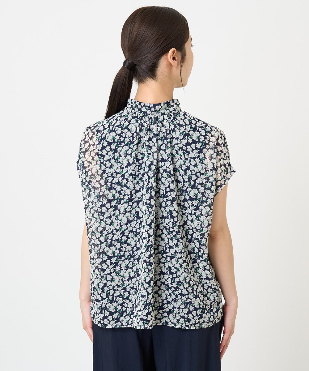 F1BHV01130 MK MICHEL KLEIN(小さいサイズ)(メゾン ドゥ サンク) 【小さいサイズ】小花柄シフォンブラウス/2way/洗える イエロー