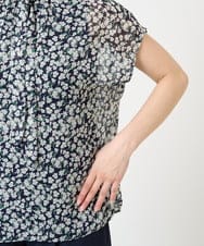 F1BHV01130 MK MICHEL KLEIN(小さいサイズ)(メゾン ドゥ サンク) 【小さいサイズ】小花柄シフォンブラウス/2way/洗える イエロー