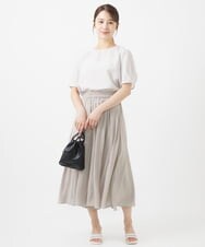 F1BHV18130 MK MICHEL KLEIN(小さいサイズ)(メゾン ドゥ サンク) 【小さいサイズ】ピンストライプ柄シアーブラウス/洗える ラベンダー