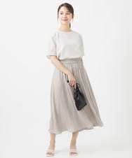 F1BHV18130 MK MICHEL KLEIN(小さいサイズ)(メゾン ドゥ サンク) 【小さいサイズ】ピンストライプ柄シアーブラウス/洗える ラベンダー