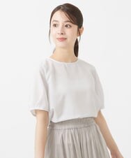F1BHV18130 MK MICHEL KLEIN(小さいサイズ)(メゾン ドゥ サンク) 【小さいサイズ】ピンストライプ柄シアーブラウス/洗える ラベンダー