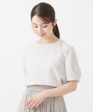 F1BHV18130 MK MICHEL KLEIN(小さいサイズ)(メゾン ドゥ サンク) 【小さいサイズ】ピンストライプ柄シアーブラウス/洗える ラベンダー